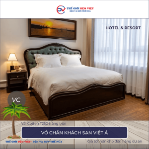 Vỏ chăn khách sạn Việt Á vải Cotton T250 màu trắng trơn 8